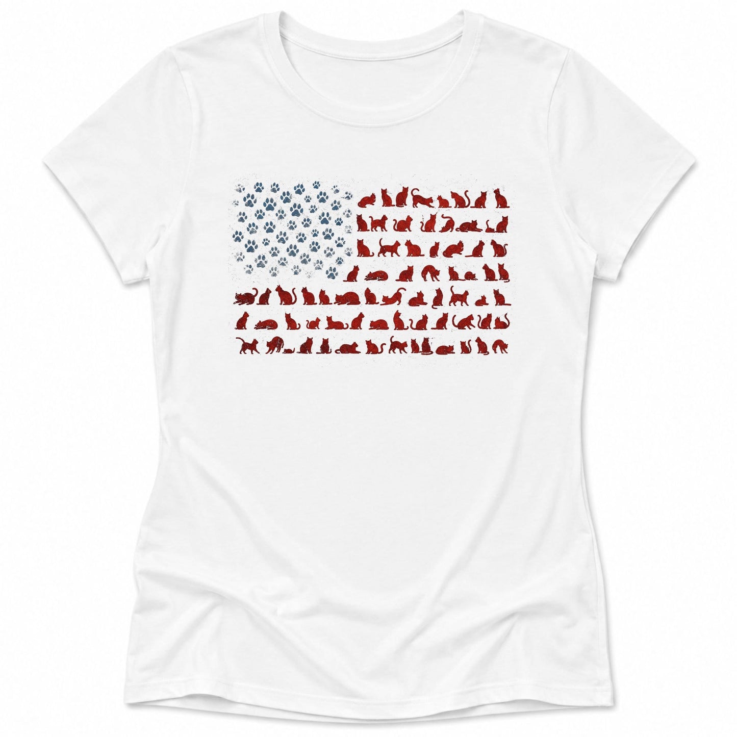 Ameowican Flag Womens Tee S / White 20303246651041391917 T-Shirt
