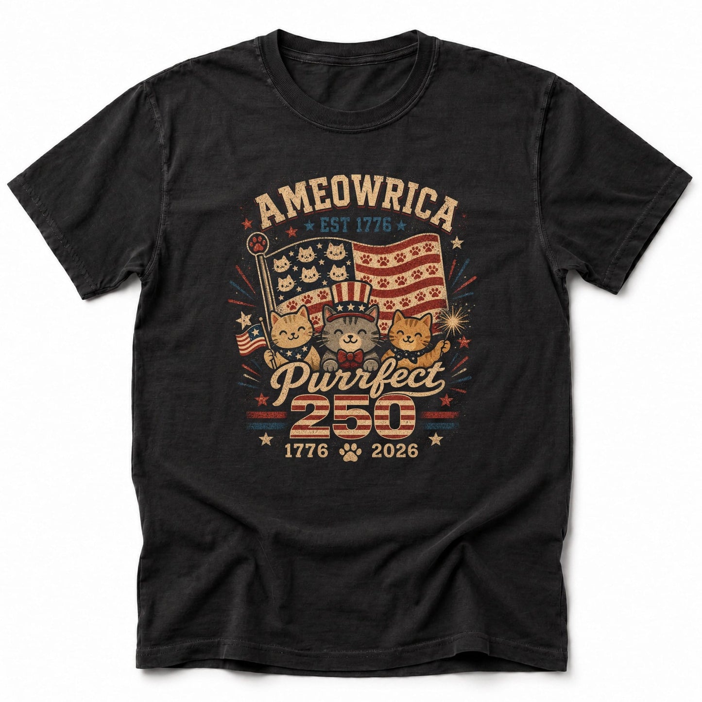 Ameowrica 1776 T-Shirt Black / S 25607808908488540328 T-Shirt
