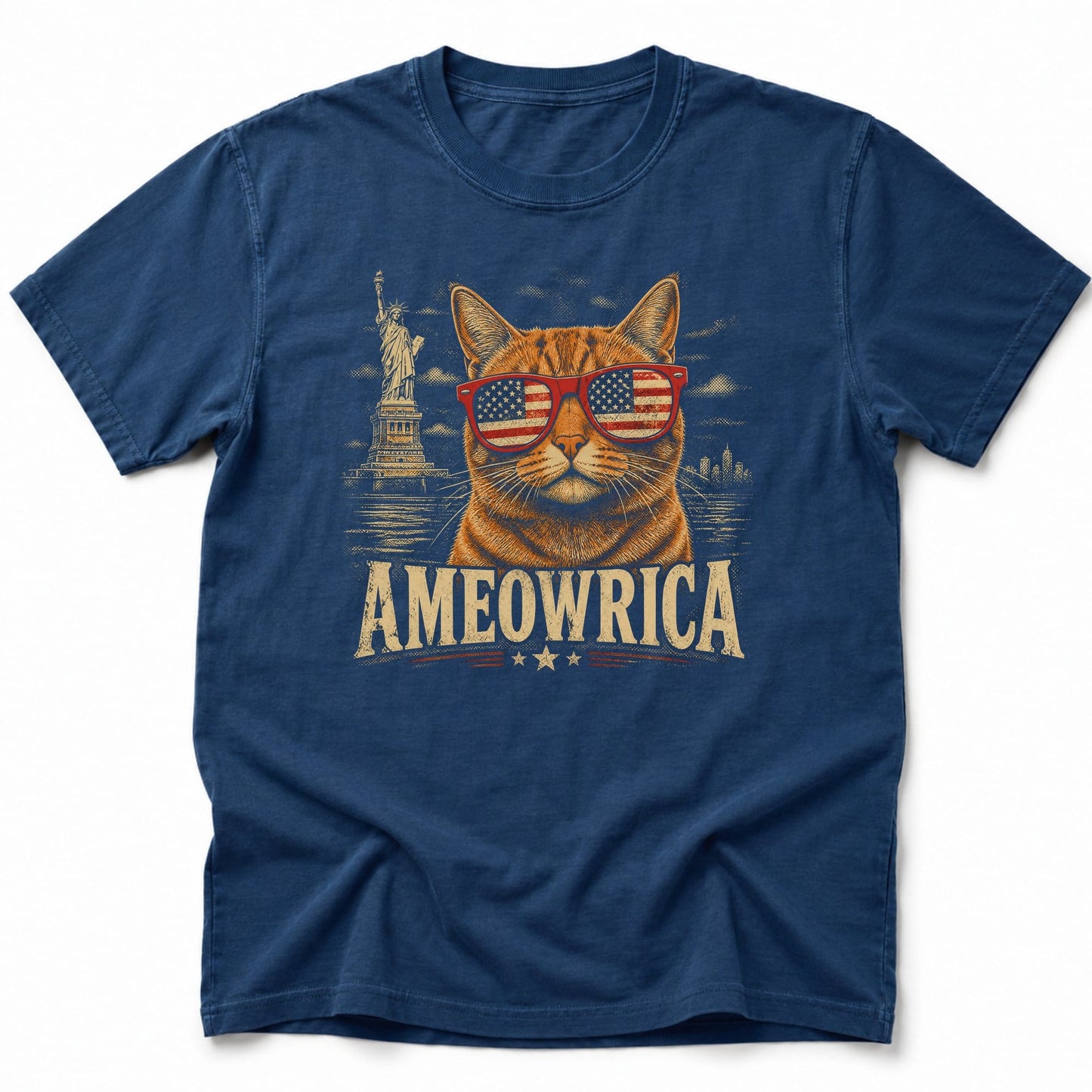 Ameowrica Shades T-Shirt Navy / S 14898142992403383621 T-Shirt