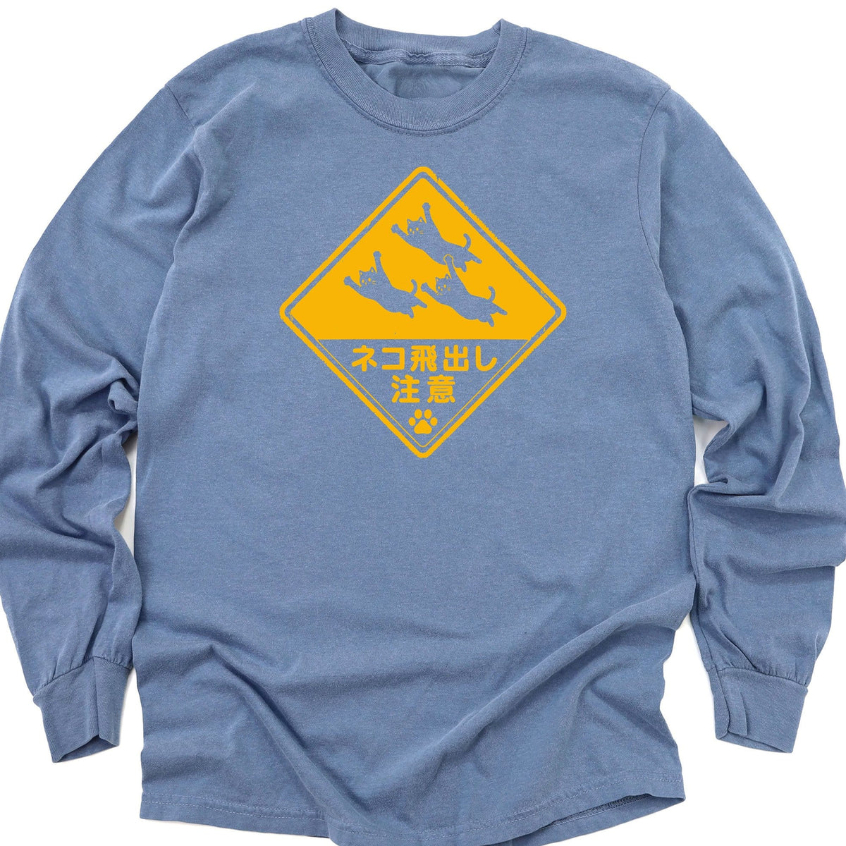 Beware Flying Cats Long Sleeve Blue Jean / M 22321440423359383426 Long-sleeve
