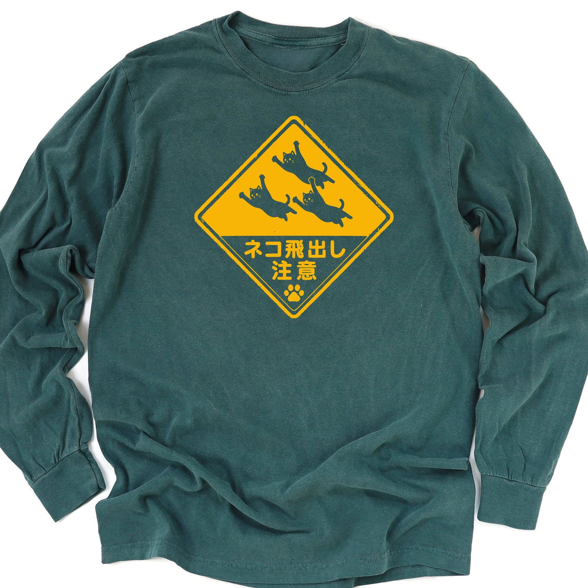 Beware Flying Cats Long Sleeve Blue Spruce / M 20715641783595089378 Long-sleeve
