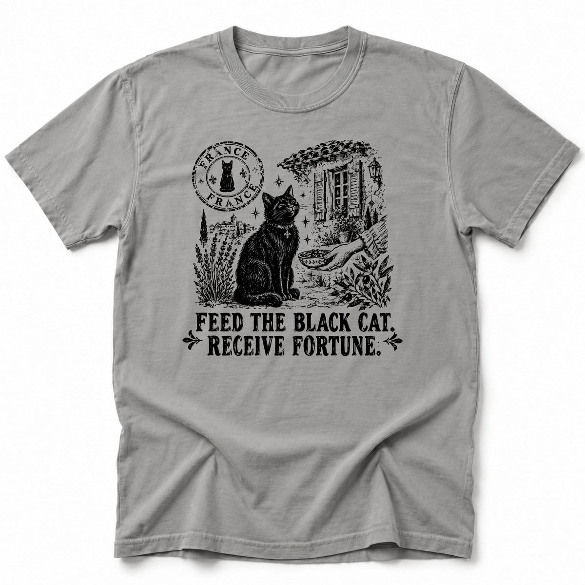 Black Cat France T-Shirt Grey / S 18310438174691009575 T-Shirt
