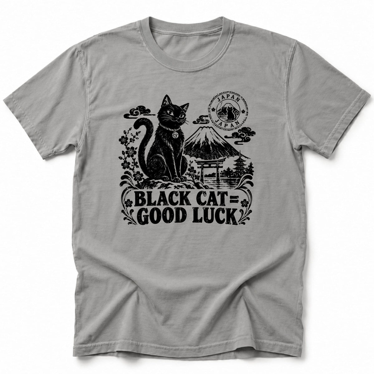 Black Cat Japan T-Shirt Grey / S 19385331525872007502 T-Shirt