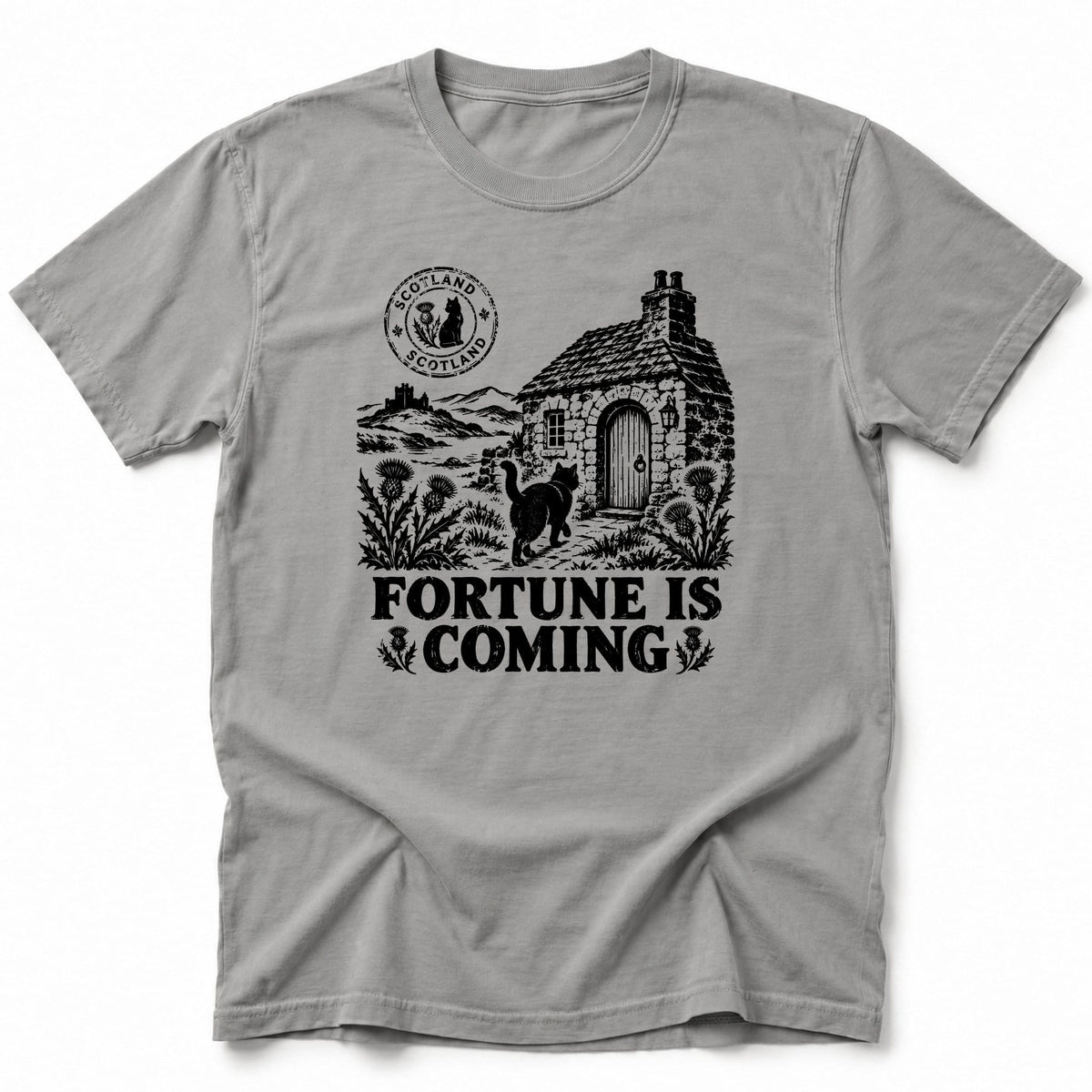 Black Cat Scotland T-Shirt Grey / S 18793932878686670399 T-Shirt