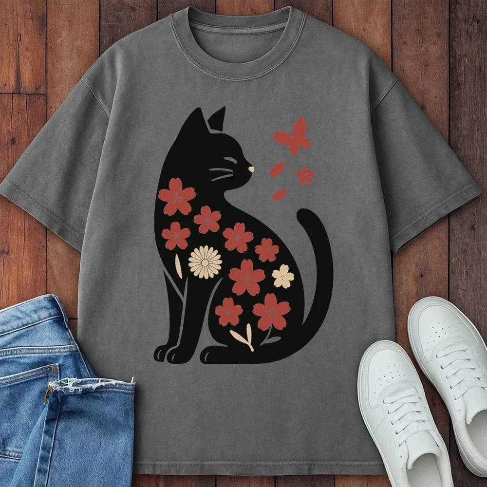 Bloom Cat T-Shirt Grey / S 21628278687345115542 T-Shirt