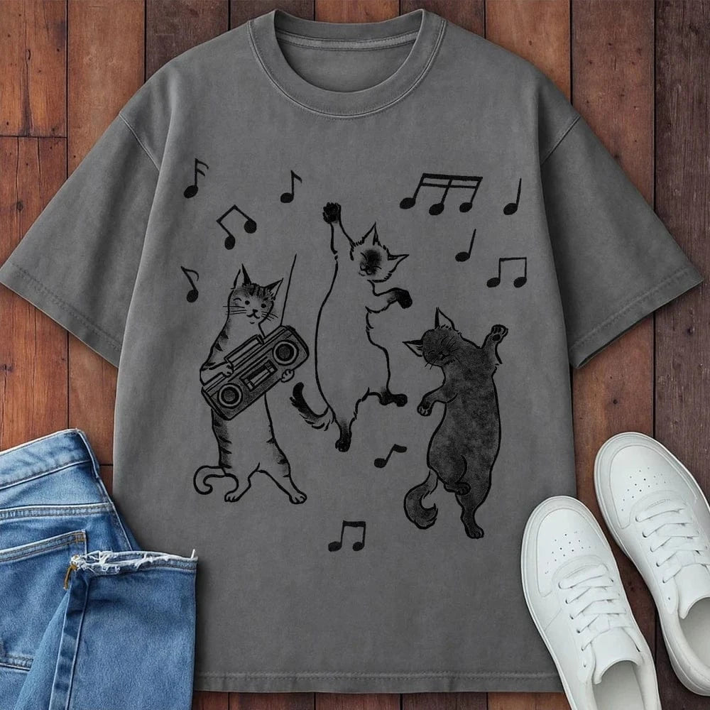 Boogie Meow T-Shirt Grey / S 99319144014087493149 T-Shirt