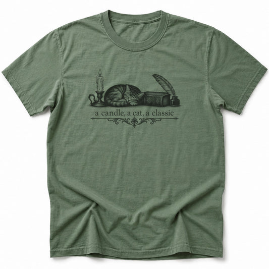 Candle, Cat, Classic T-Shirt Moss / S 18761873175444367617 T-Shirt