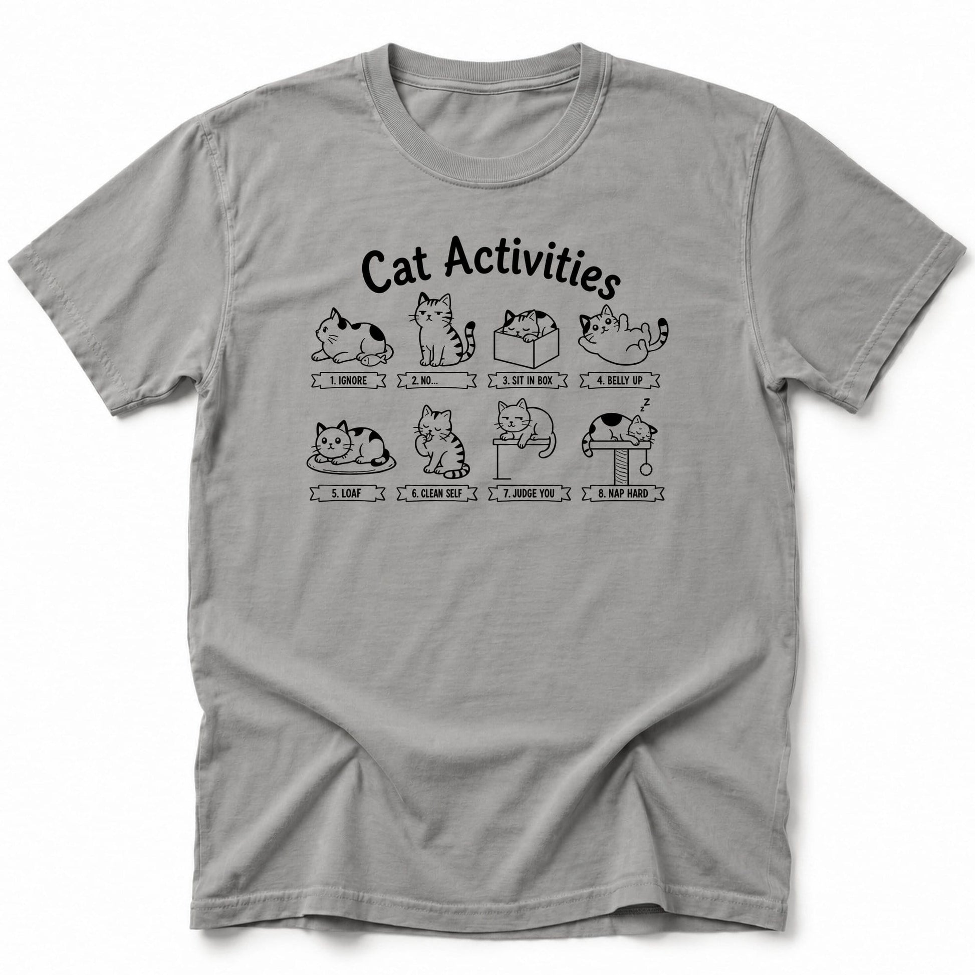 Cat Activities T-Shirt Grey / S 82731165973925974870 T-Shirt