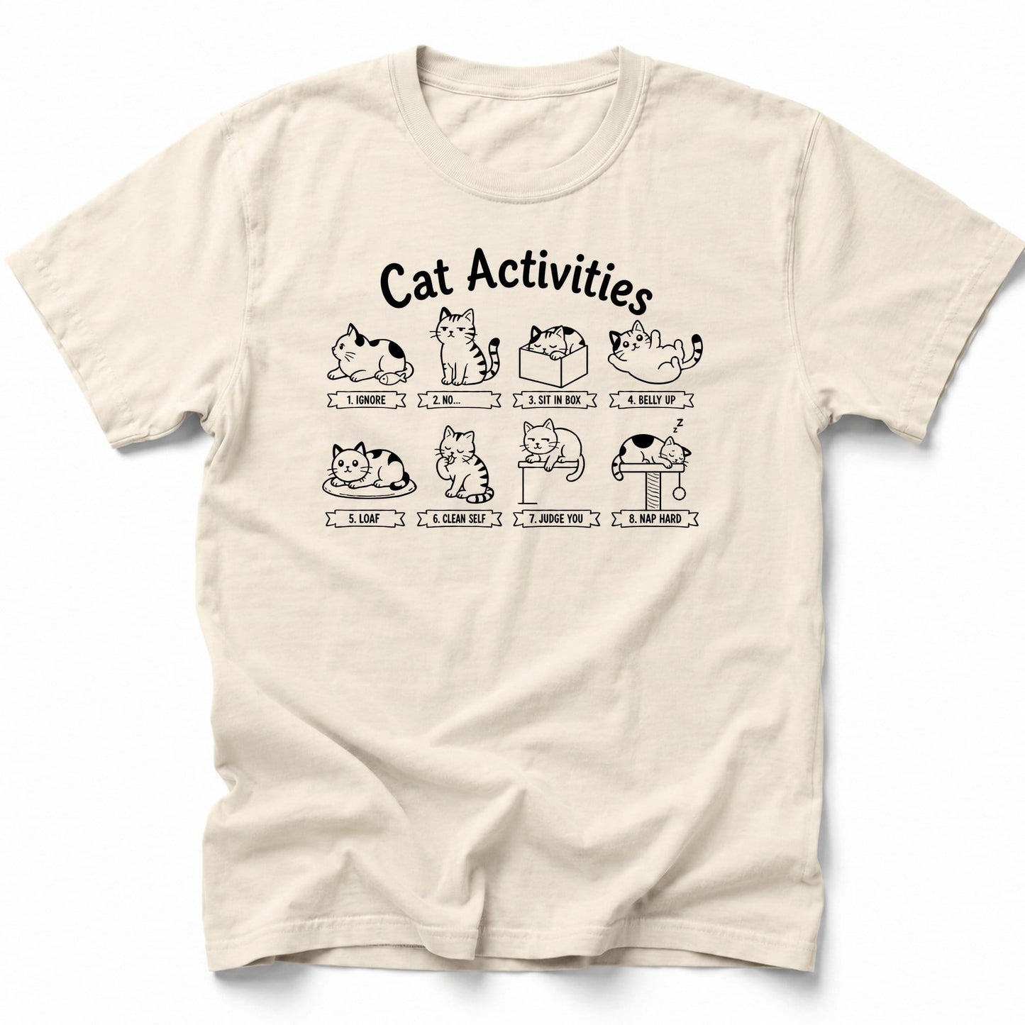 Cat Activities T-Shirt Ivory / S 28496634556447996514 T-Shirt
