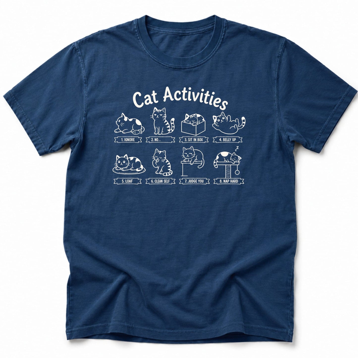 Cat Activities T-Shirt Navy / S 12643549555350310942 T-Shirt