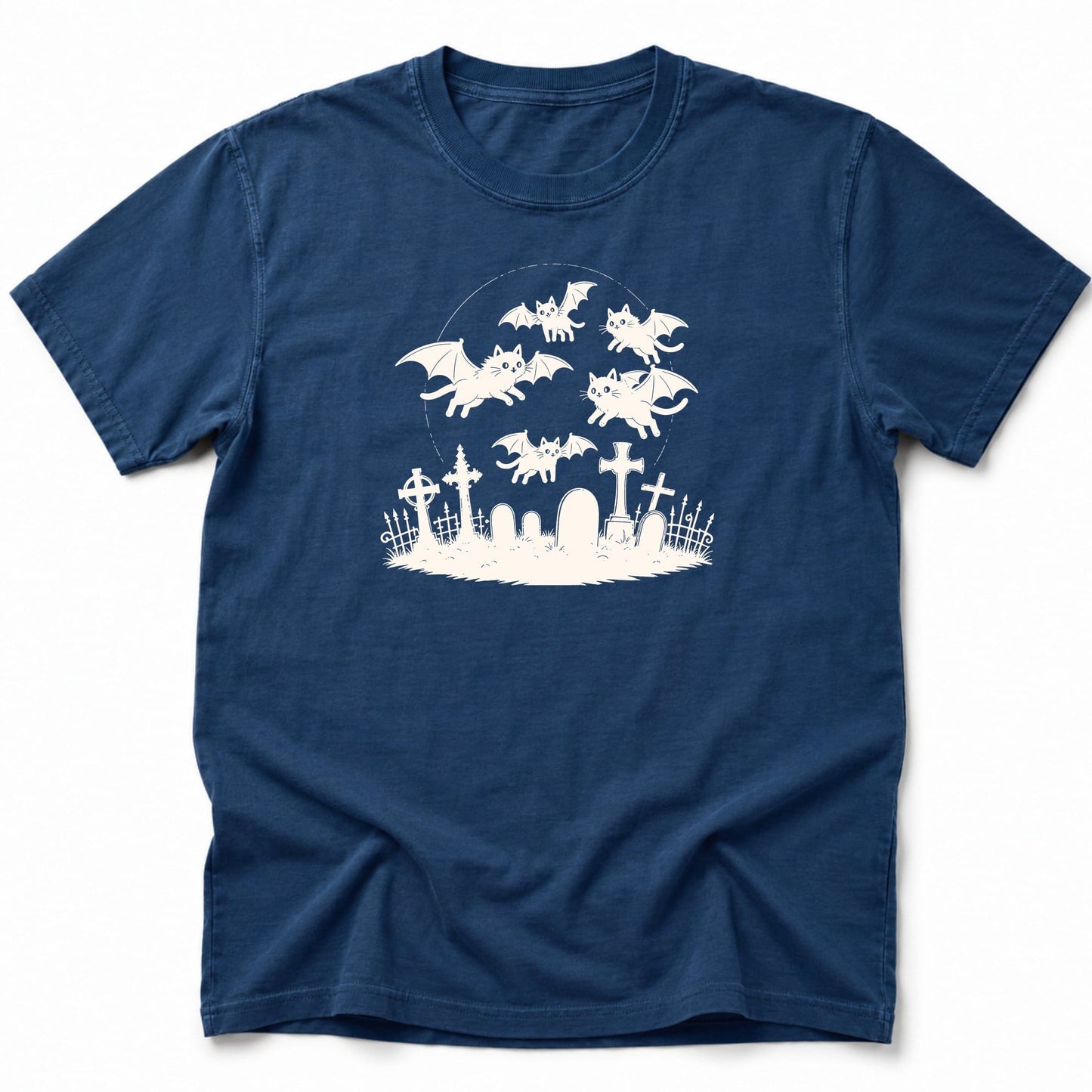 Cat Bats T-Shirt Navy / S 49299402889165330703 T-Shirt
