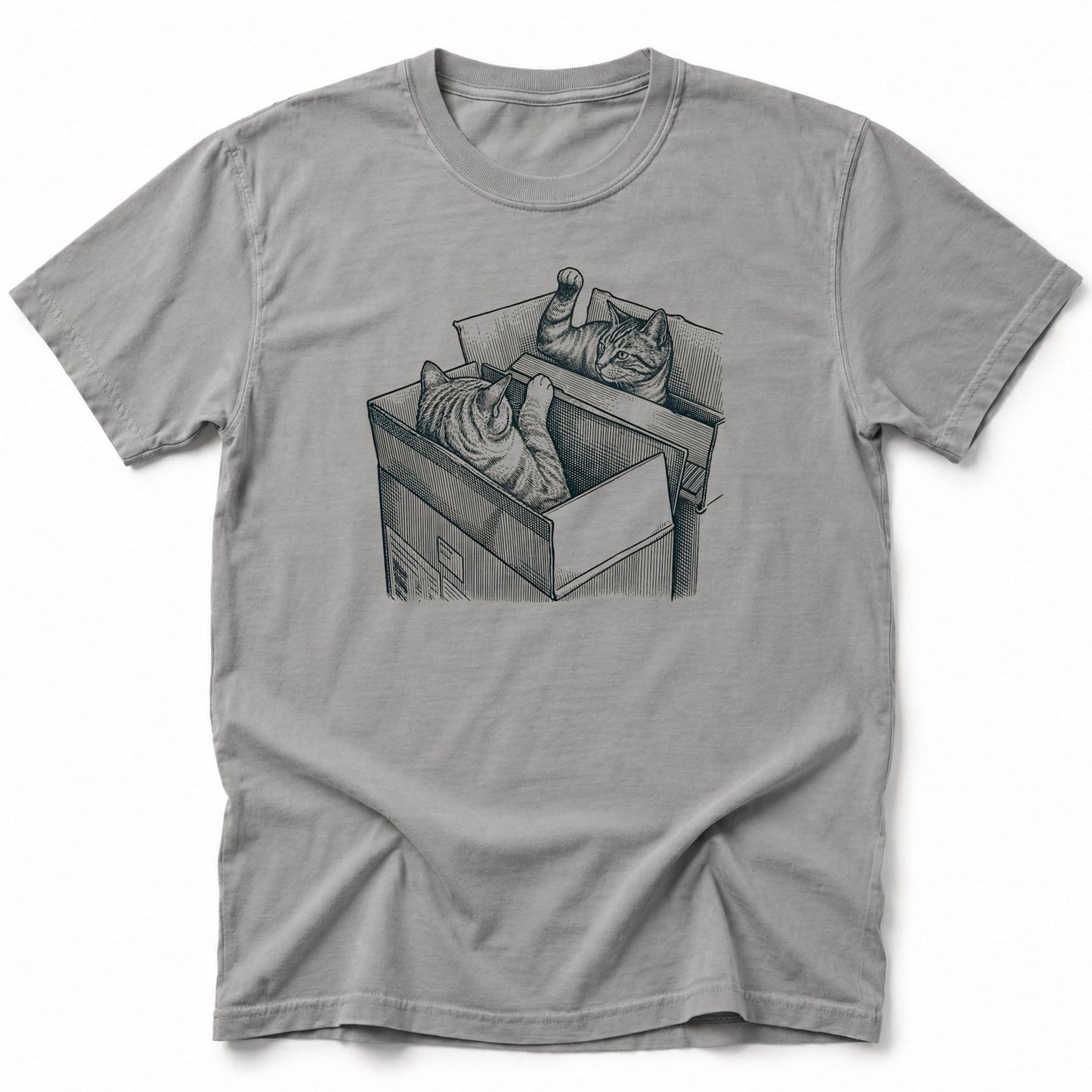 Cat Box Battle T-Shirt Grey / S 24011552644599795137 T-Shirt