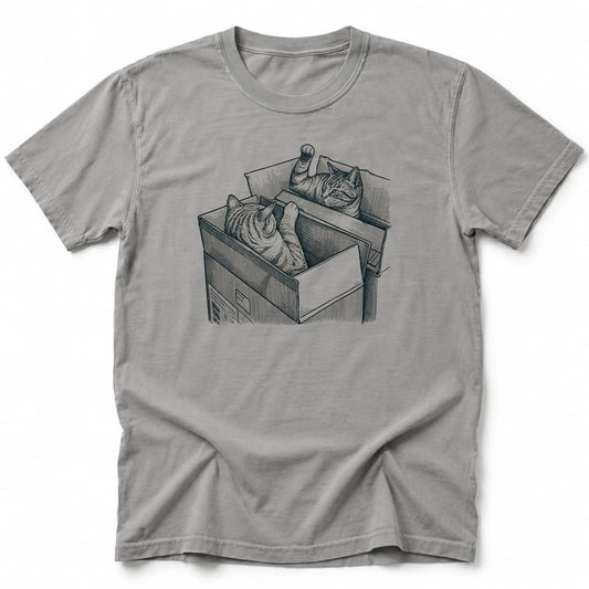 Cat Box Battle T-Shirt Grey / S 24011552644599795137 T-Shirt