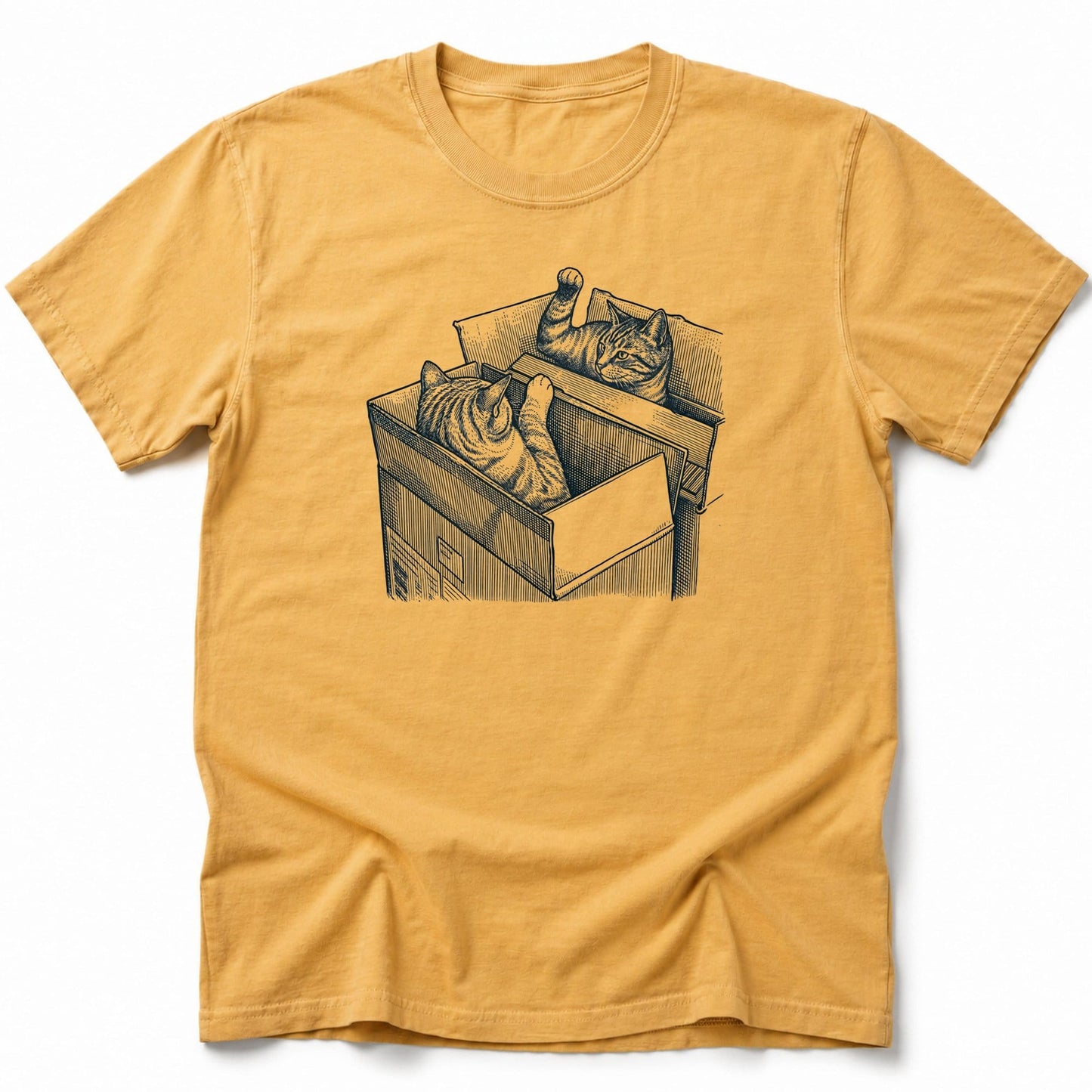 Cat Box Battle T-Shirt Mustard / S 13936486253509126455 T-Shirt