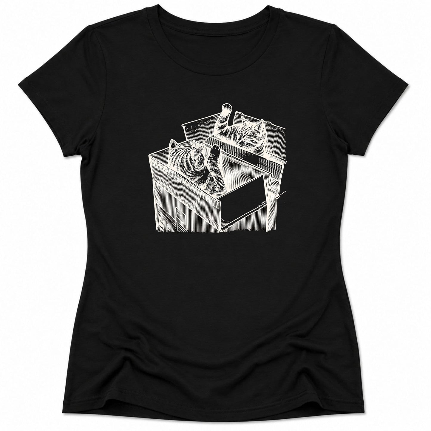 Cat Box Battle Womens Tee Black / S 24776427327694034992 T-Shirt