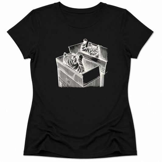 Cat Box Battle Womens Tee Black / S 24776427327694034992 T-Shirt