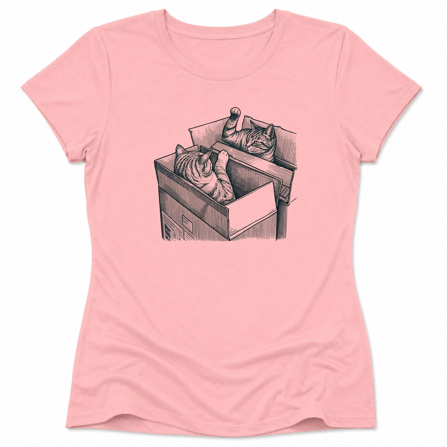 Cat Box Battle Womens Tee Pink / S 21039181364050212077 T-Shirt