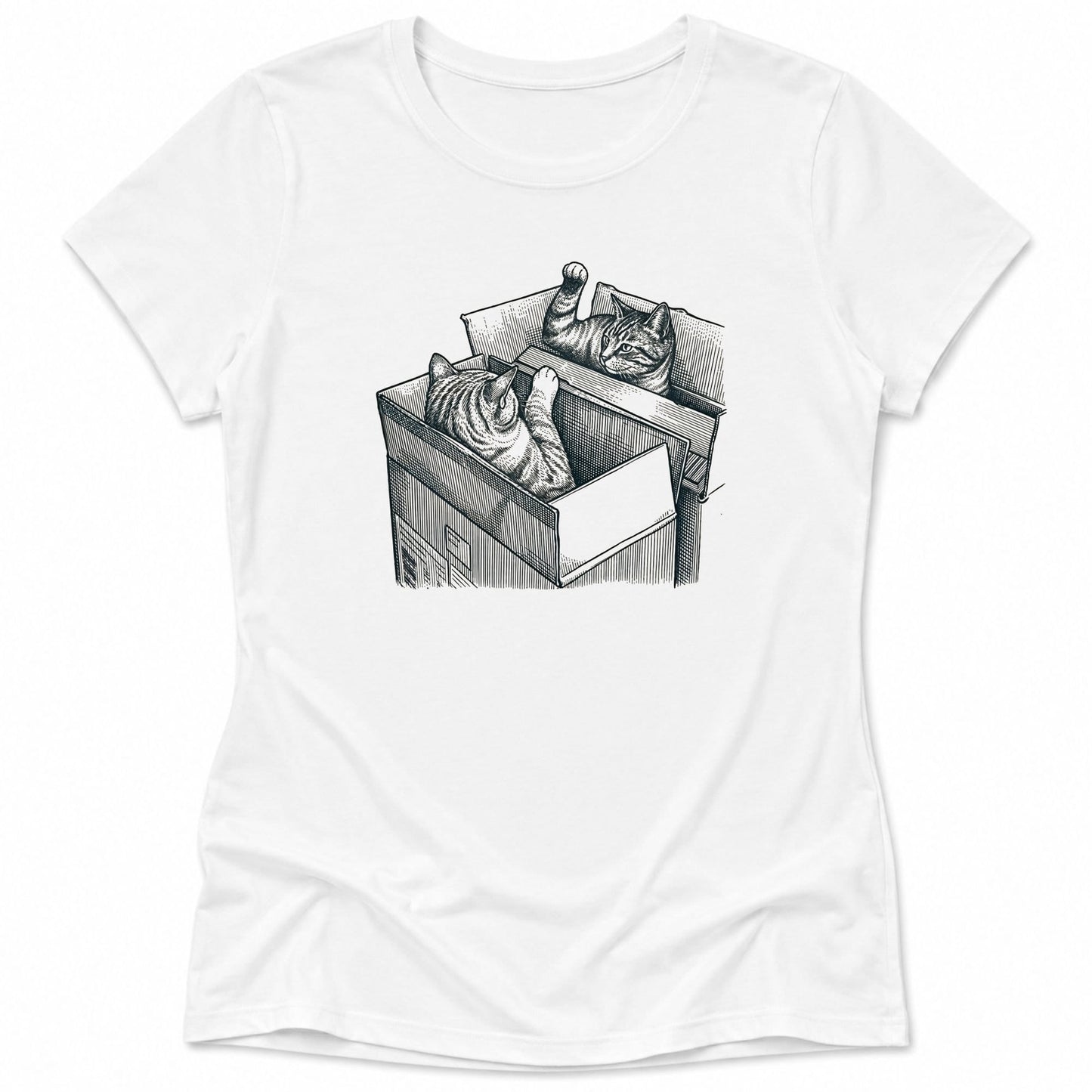 Cat Box Battle Womens Tee White / S 33495120012199582160 T-Shirt