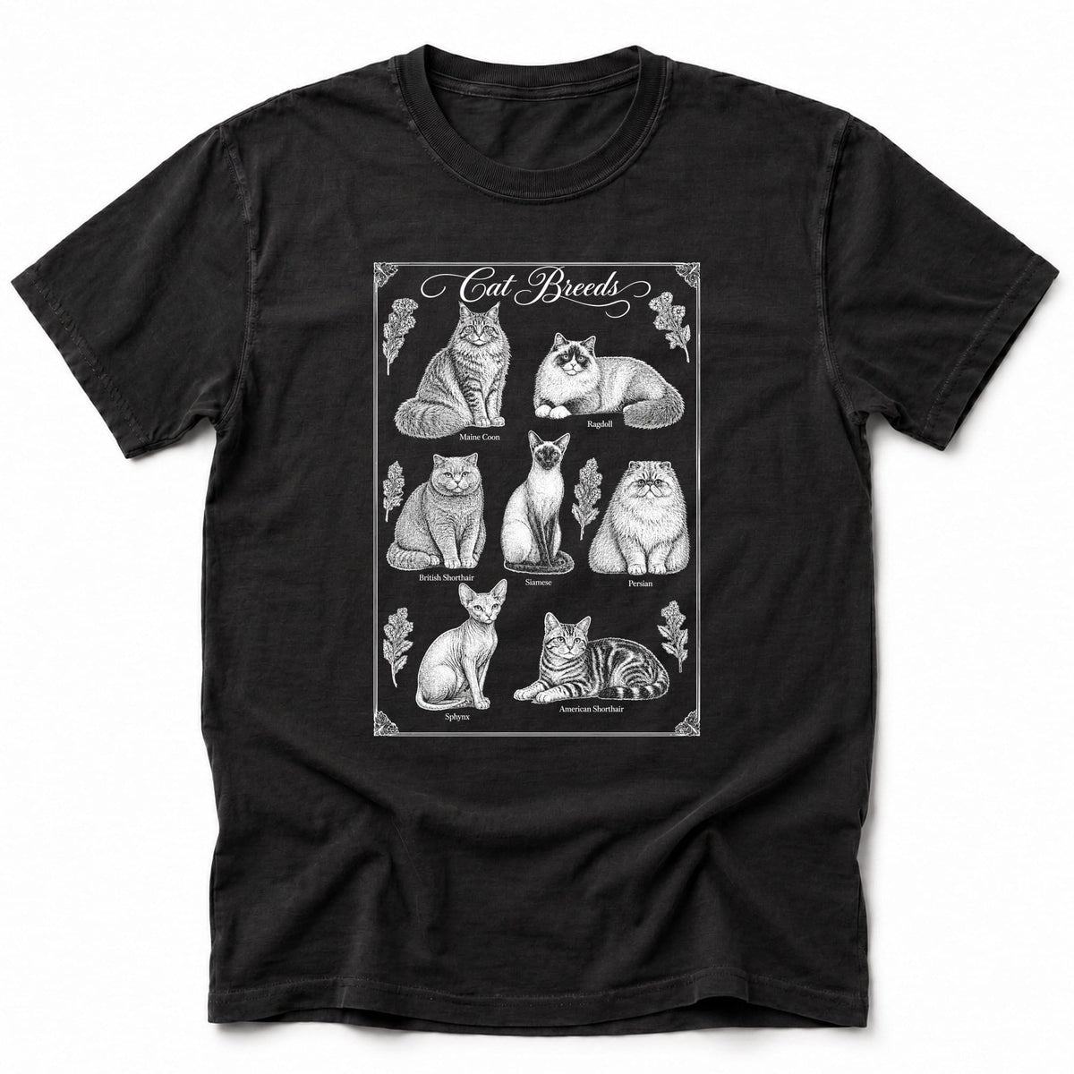 Cat Breeds T-Shirt Black / S 25572405346891012121 T-Shirt