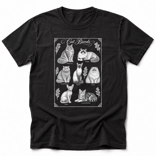 Cat Breeds T-Shirt Black / S 25572405346891012121 T-Shirt