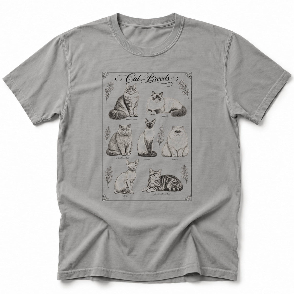 Cat Breeds T-Shirt Grey / S 28027900058555318681 T-Shirt