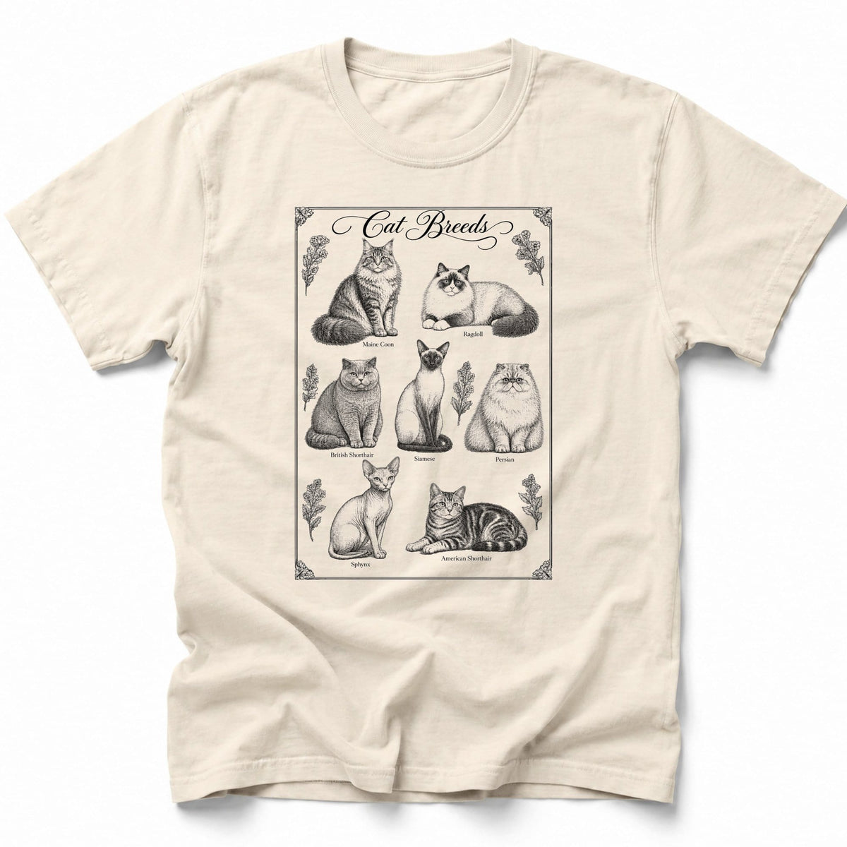 Cat Breeds T-Shirt Ivory / S 18330637659439098785 T-Shirt