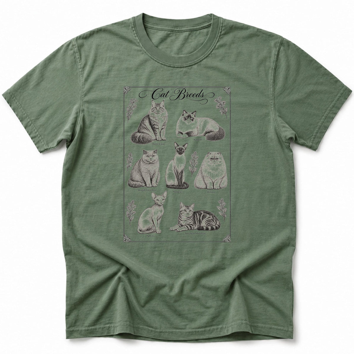 Cat Breeds T-Shirt Moss / S 25367229615597961176 T-Shirt
