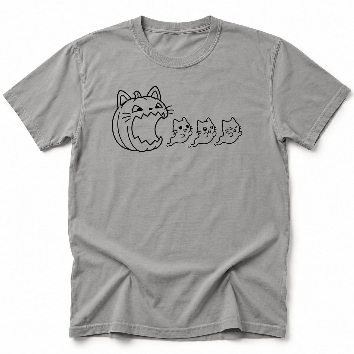 Cat Ghost Run T-Shirt Grey / S 10577347573673261726 T-Shirt
