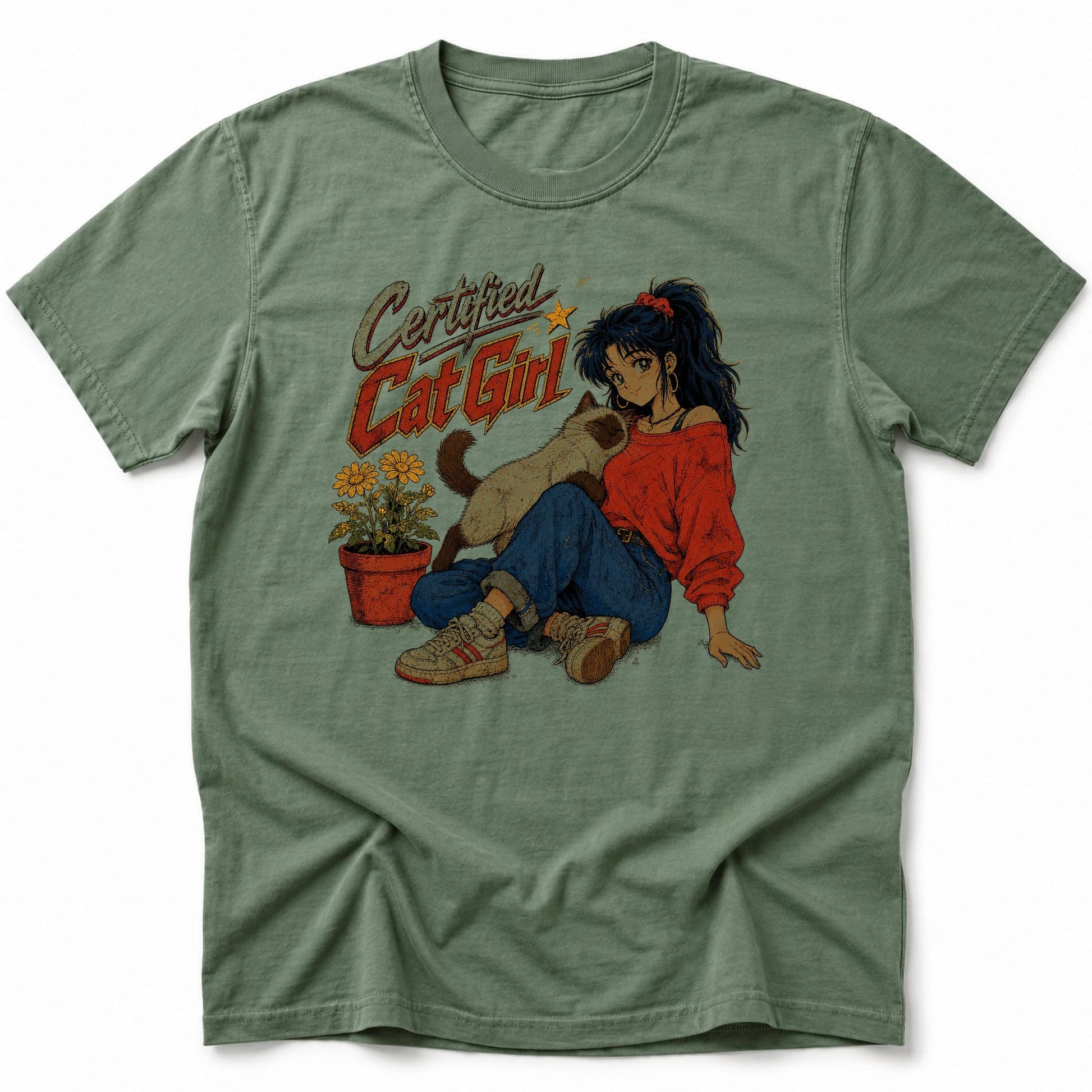 Cat Girl Certified 2 T-Shirt Moss / S 14421141787417325336 T-Shirt