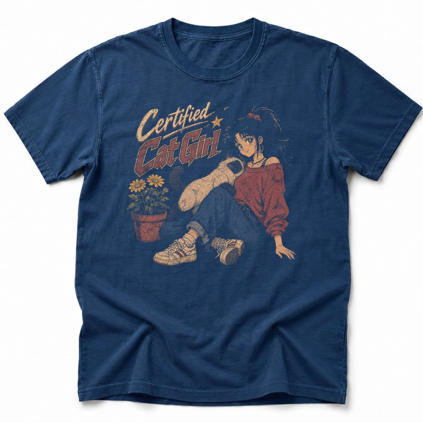 Cat Girl Certified 2 T-Shirt Navy / S 16178981014542450087 T-Shirt