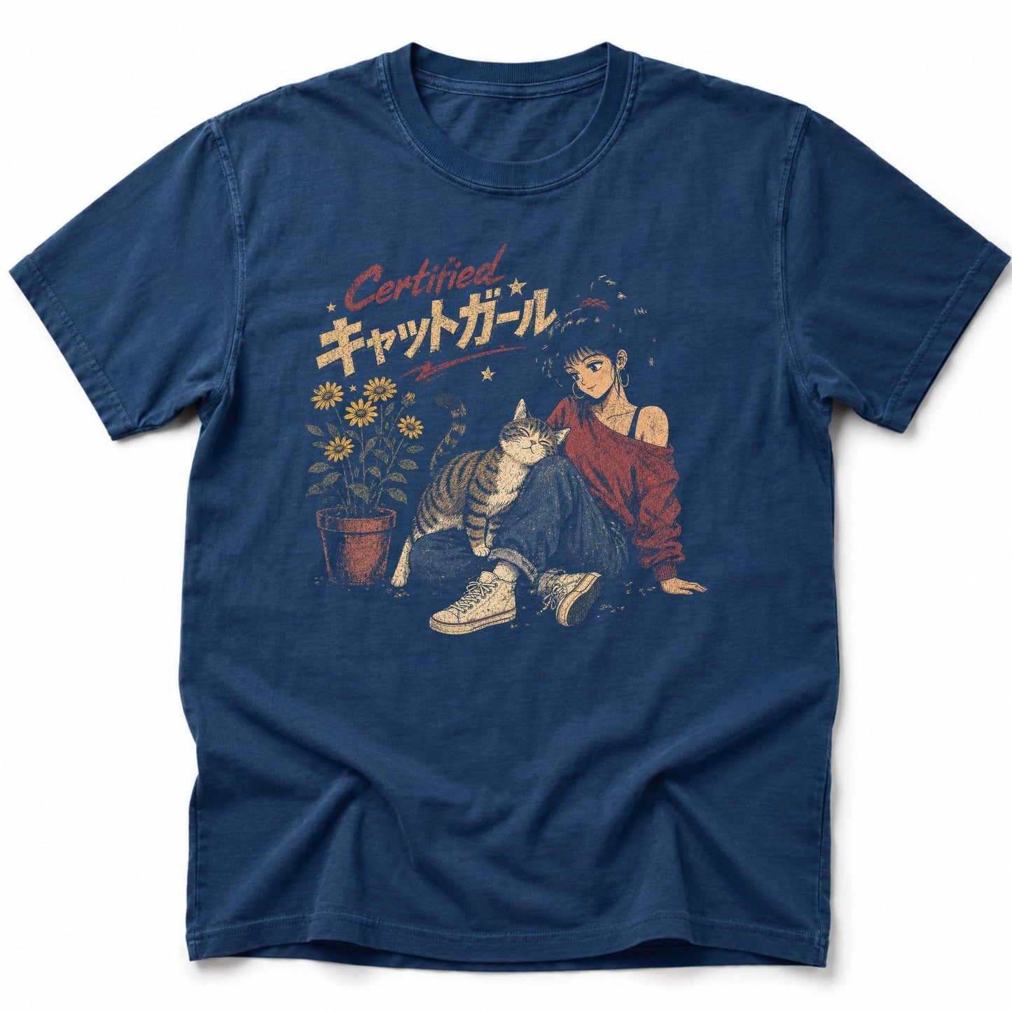 Cat Girl Certified T-Shirt Navy / S 56220680577425380955 T-Shirt