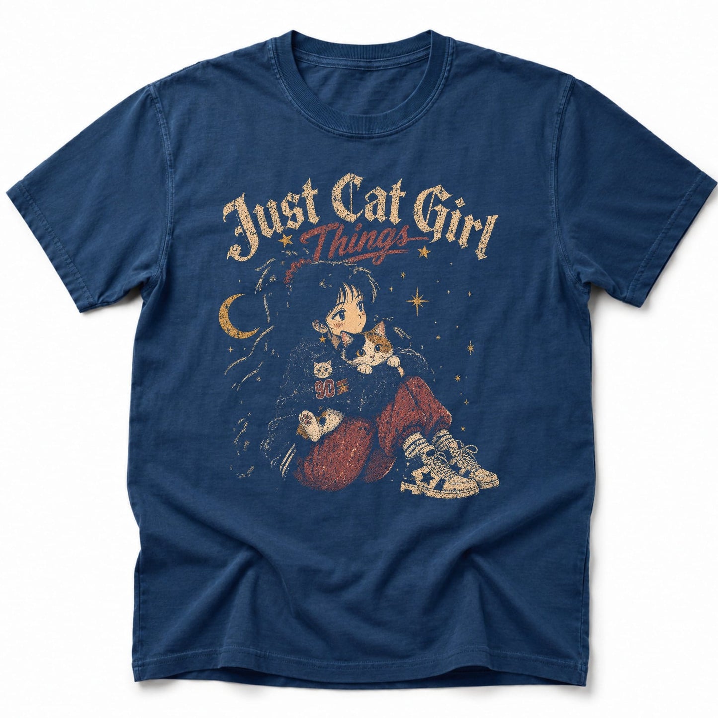 Cat Girl Things 3 T-Shirt Navy / S 55035394317015495983 T-Shirt