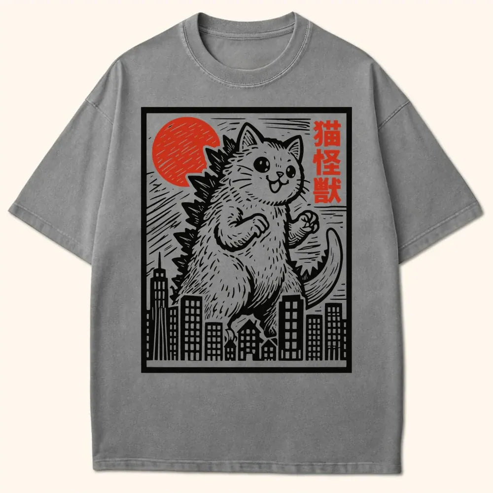 Cat Kaiju T-Shirt Grey / S 18247736796791880520 T-Shirt