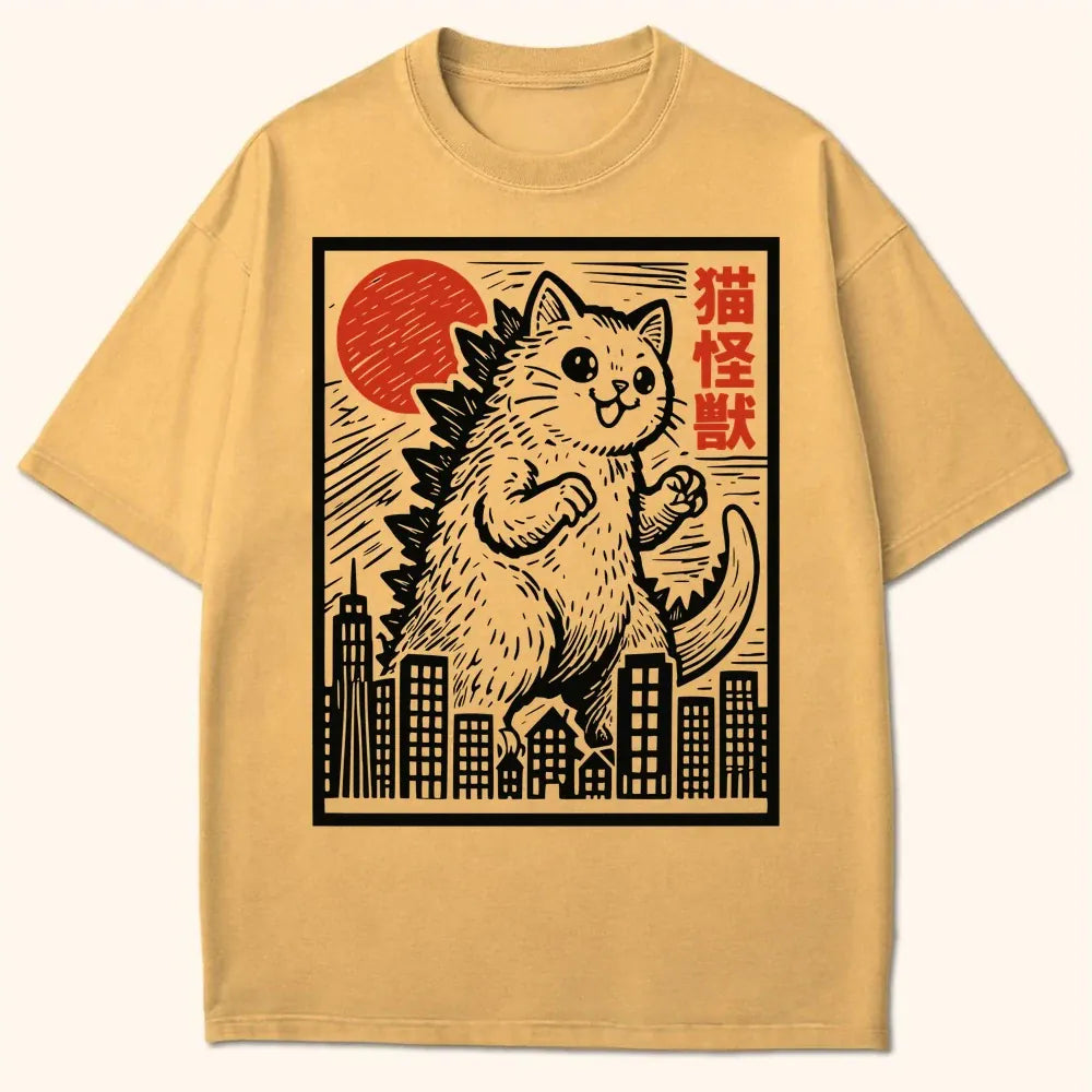 Cat Kaiju T-Shirt Mustard / S 17642162992211093263 T-Shirt
