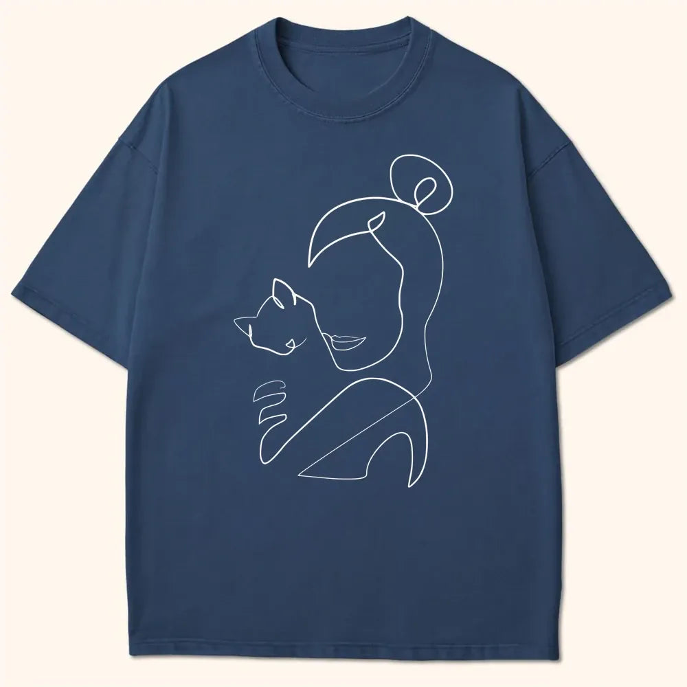 Cat Mom Embrace T-Shirt Navy / S 64025051912103608146 T-Shirt