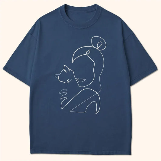 Cat Mom Embrace T-Shirt Navy / S 64025051912103608146 T-Shirt