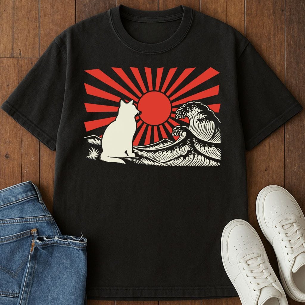 Cat Of The Rising Sun T-Shirt Black / S 27662571580601267115 T-Shirt