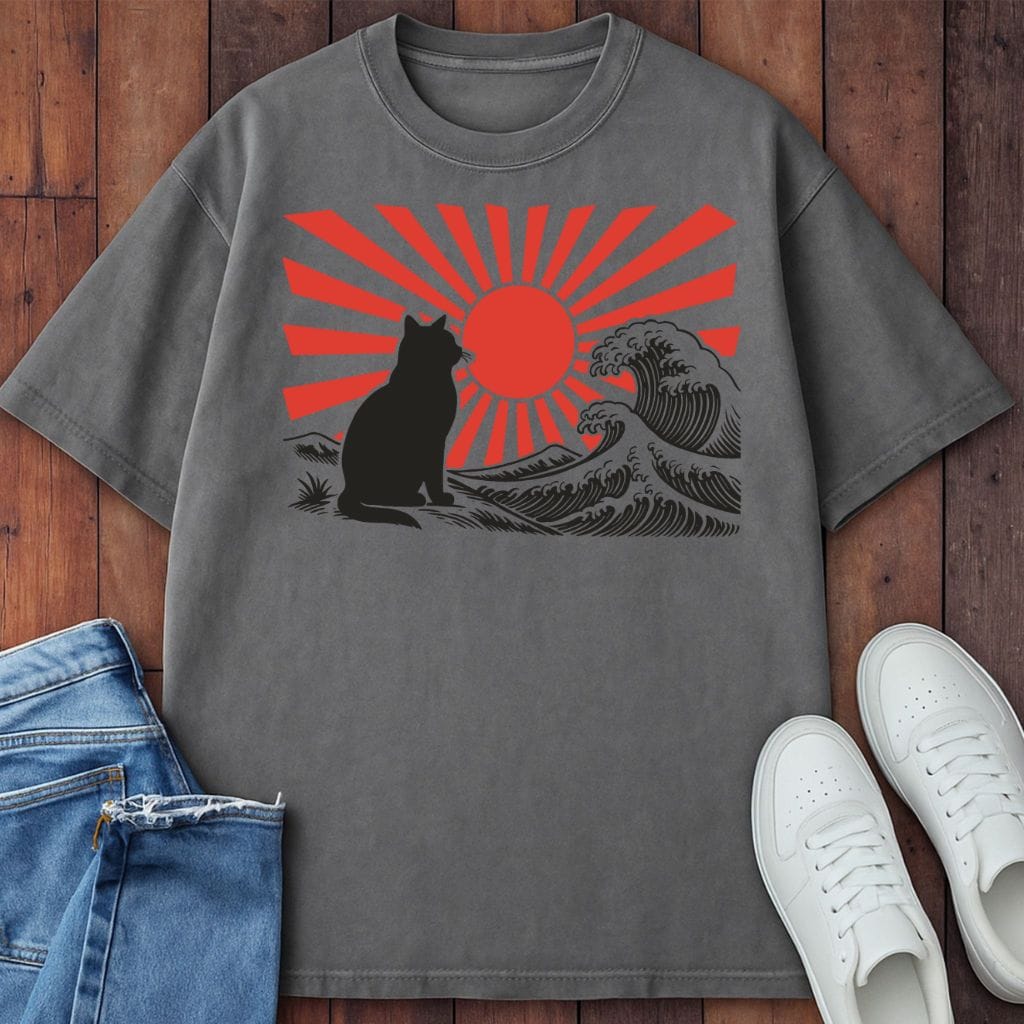 Cat Of The Rising Sun T-Shirt Grey / S 30137846430376638979 T-Shirt