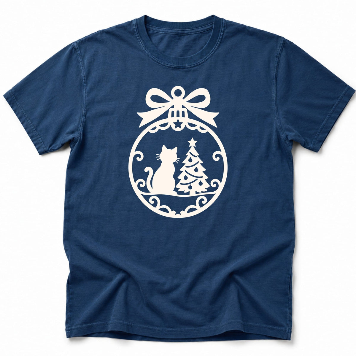 Cat Ornament T-Shirt Navy / S 99467108582928440083 T-Shirt