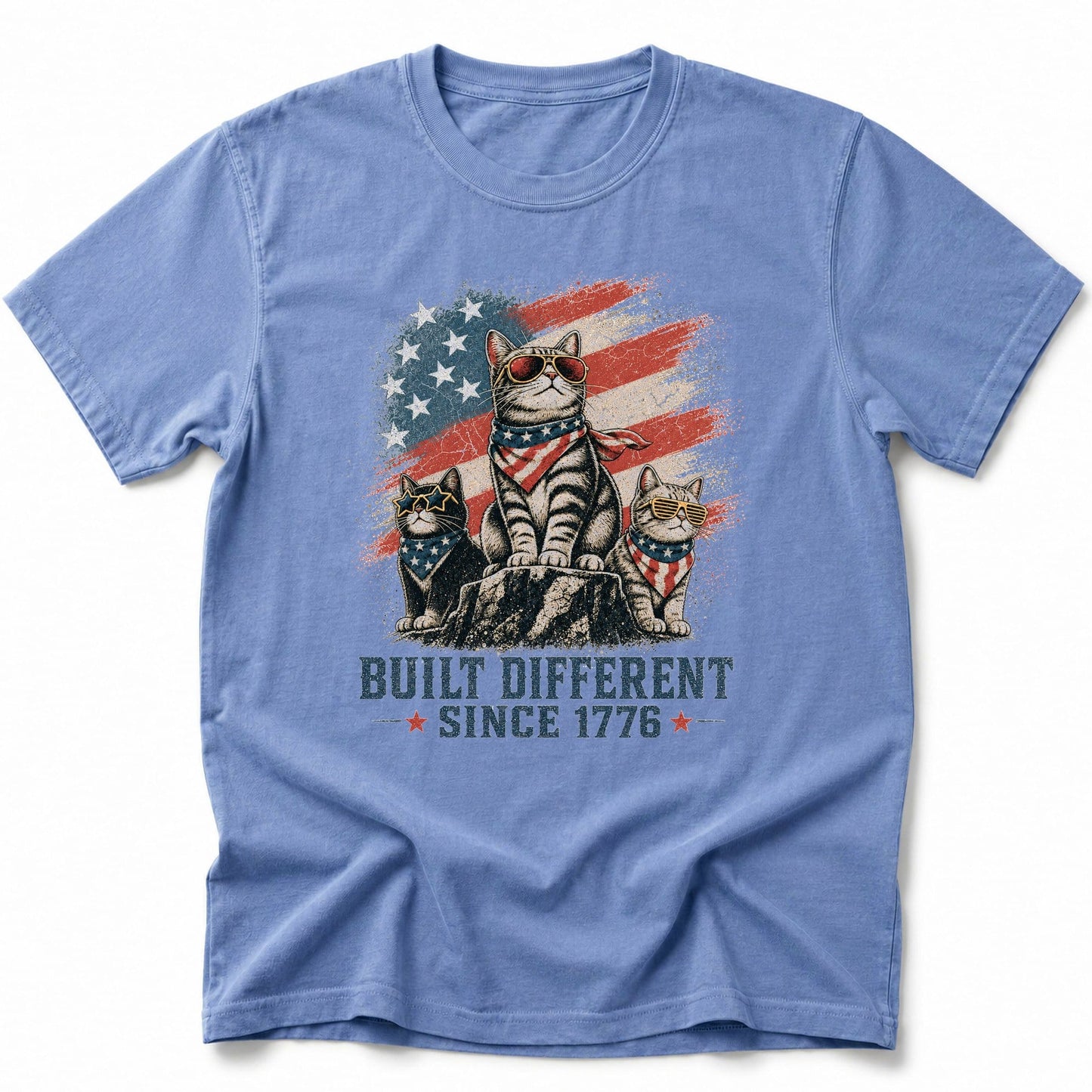 Cats Build Different 1776 T-Shirt Blue Jean / S 27096189797633316305 T-Shirt