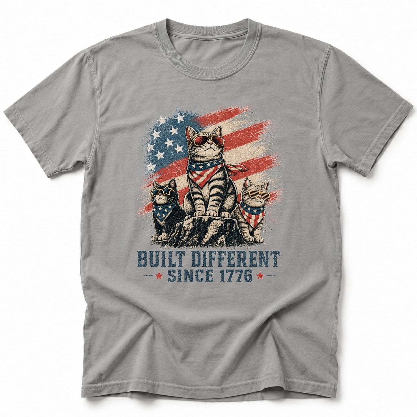 Cats Build Different 1776 T-Shirt Grey / S 89459698499273576558 T-Shirt