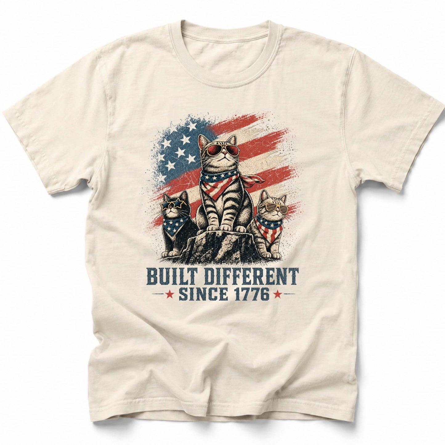 Cats Build Different 1776 T-Shirt Ivory / S 10369504198936231542 T-Shirt