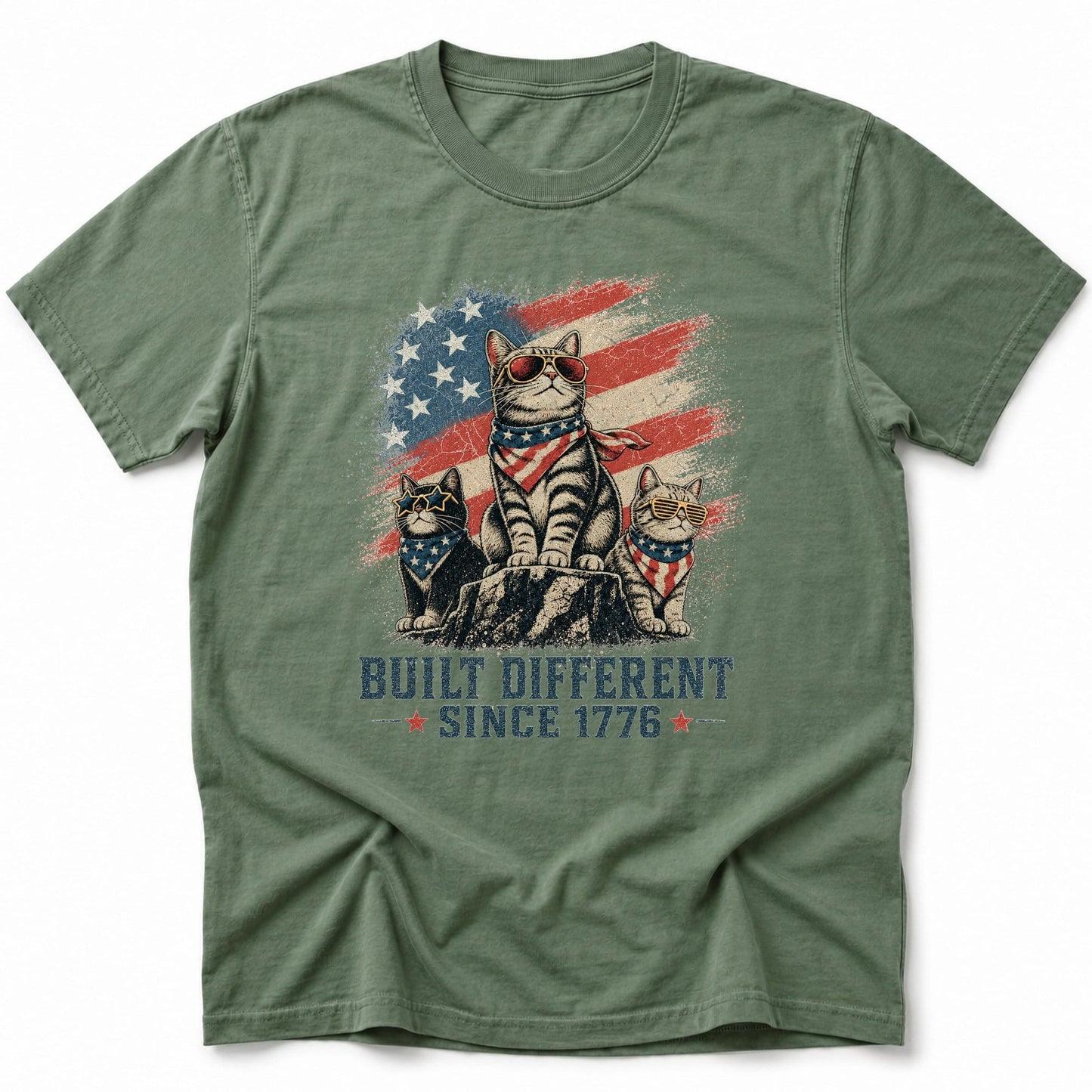 Cats Build Different 1776 T-Shirt Moss / S 32062616219401565222 T-Shirt