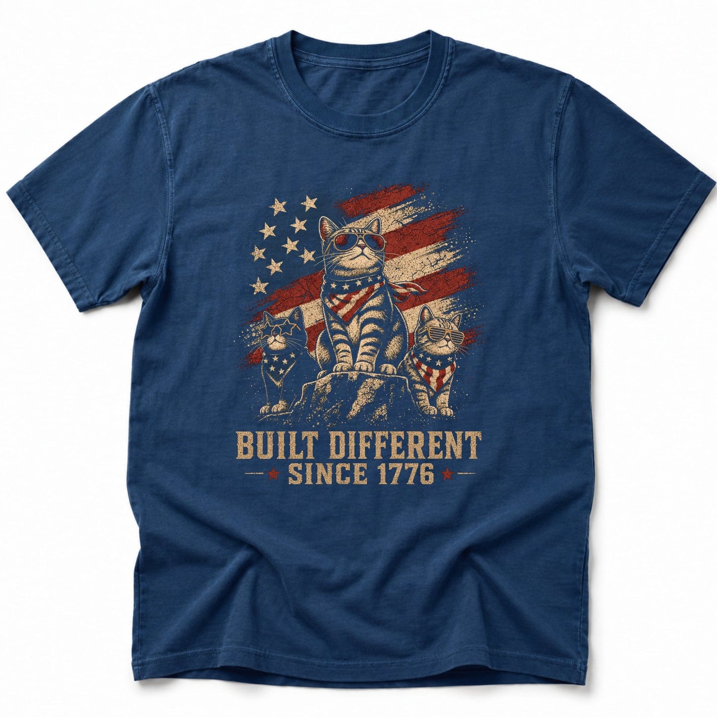 Cats Build Different 1776 T-Shirt Navy / S 18506795183448712851 T-Shirt