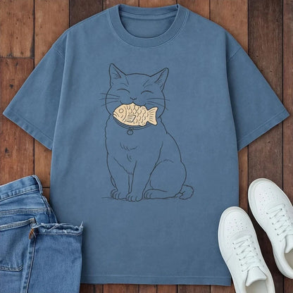 Cats Love Taiyaki T-Shirt  – Softest Cat Tee on Earth Blue Jean / S 24053365890400065801 T-Shirt