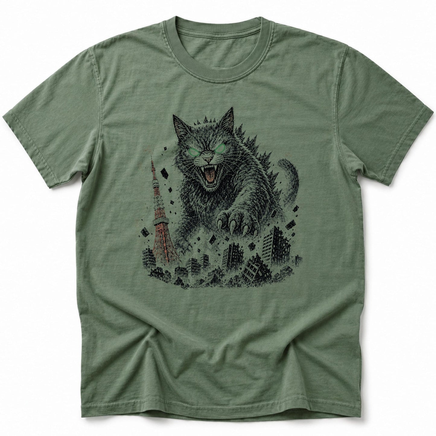 Catzilla Catastrophe T-Shirt Moss / S 15140779691178569434 T-Shirt