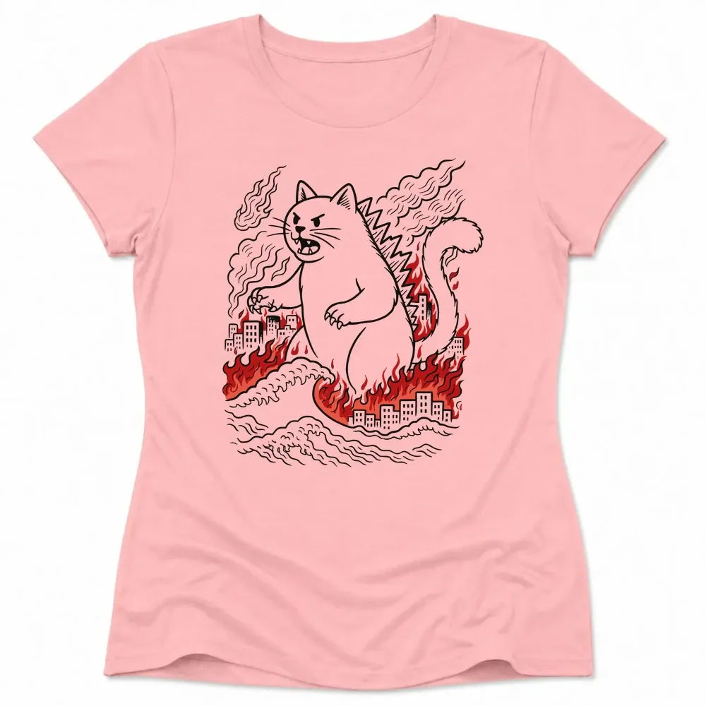 Catzilla Chaos Womens Tee Pink / S 30779650461556789340 T-Shirt
