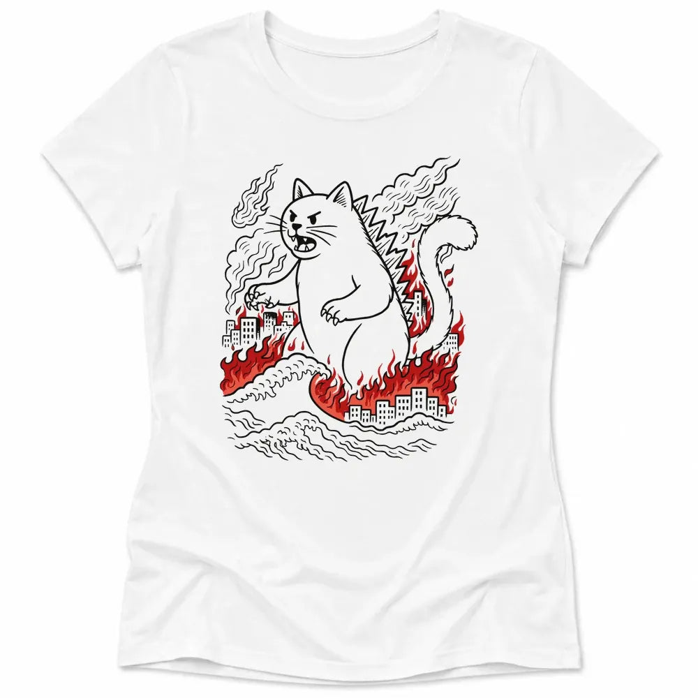 Catzilla Chaos Womens Tee White / S 29270135739487850916 T-Shirt
