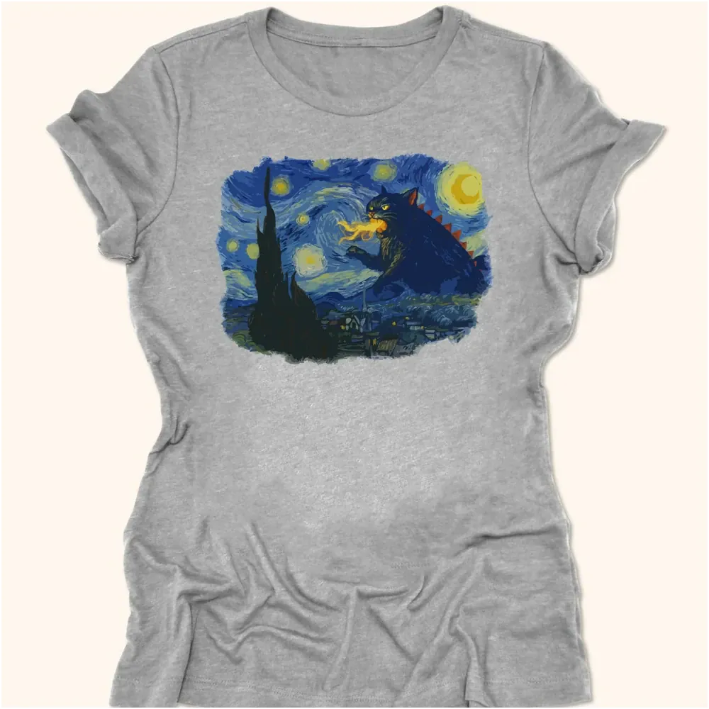 Catzilla Night Womens Tee Athletic Heather / S 43036325982804848415 T-Shirt