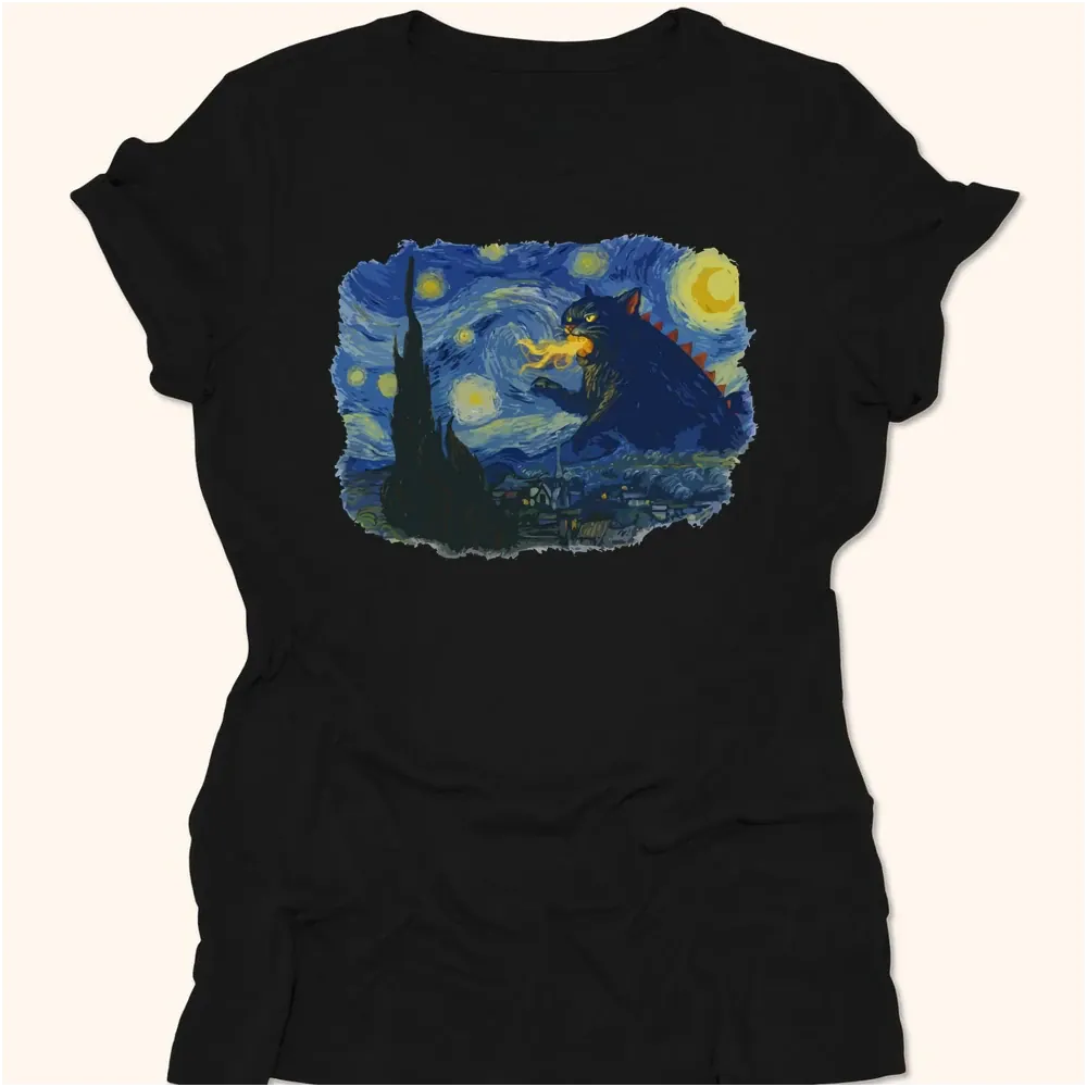 Catzilla Night Womens Tee Black / S 23449977285922707935 T-Shirt